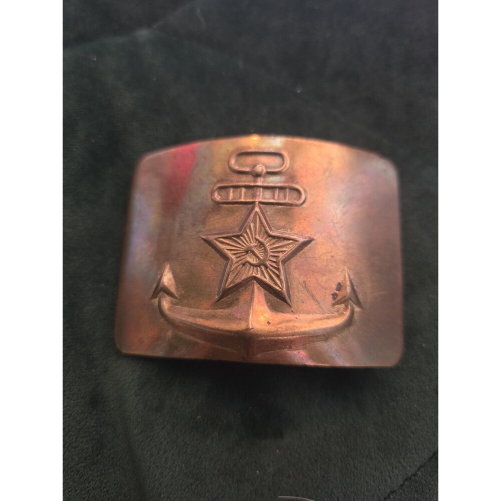 Vintage USSR Brass Belt Buckle Soviet Union Russian Soldiers Navy Army Military